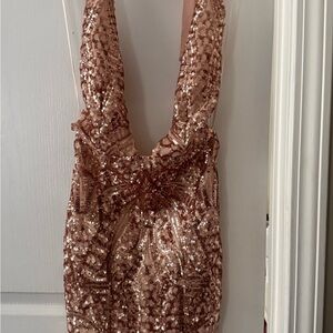 Banjul Sequin Mini Dress in Rose Gold